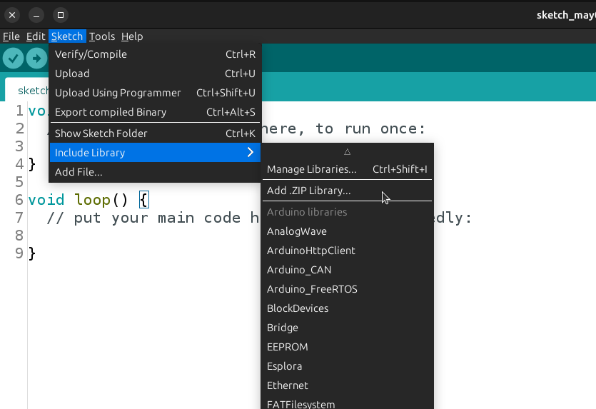 How to add ZIP file as library to Arduino IDE
