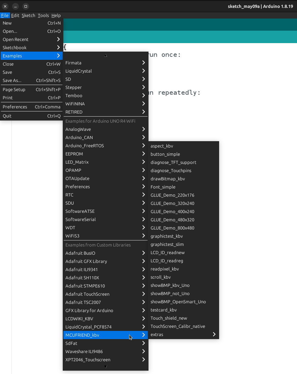 Where to find MCUFRIEND Library examples
